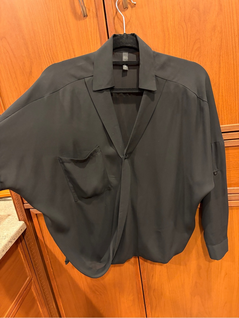 Relaxed Black Women's Blouse with Pocket